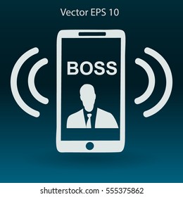 On the phone rings boss vector icon