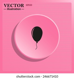 On a pink background pink circle with a shadow. Balloon sign icon