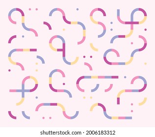 En un fondo rosa, las líneas onduladas conectadas entre sí forman un patrón. Plantilla de diseño de patrones simple.
