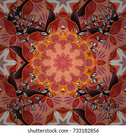 On pink, red and orange colors. A pattern of pink, red and orange daisies on a pink, red and orange colors. Vector illustration.