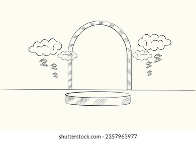 on the podium hand drawn doodle disple