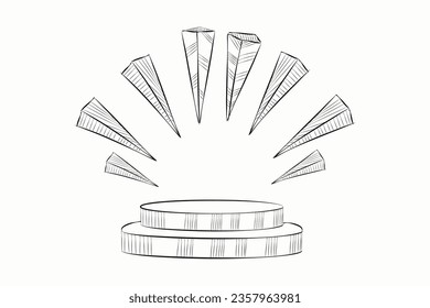 on the podium hand drawn doodle disple