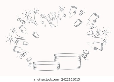 on the podium hand drawn doodle disple
