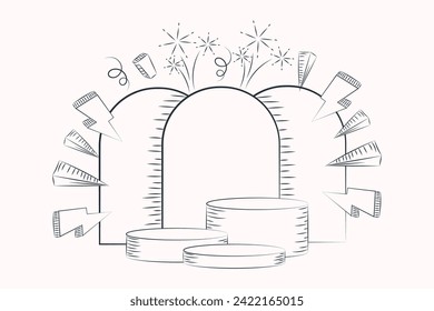 on the podium hand drawn doodle disple
