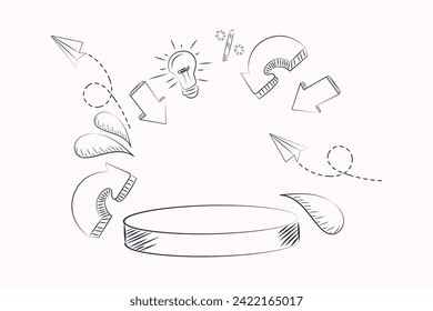 on the podium hand drawn doodle disple
