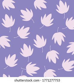 on the purple wall the design of leaf repeated style