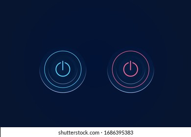  on and of Push Button on Dark Background