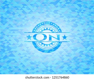 On realistic sky blue emblem. Mosaic background