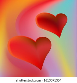 On a red background with 2 heart-shaped images is a vector