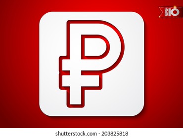 On a red background icon ruble