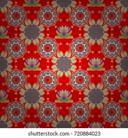 On red, beige and neutral colors in watercolor style. Seamless spring pattern with red, beige and neutral Flowers, red, beige and neutral, little red, beige and neutral flowers. Vector illustration.