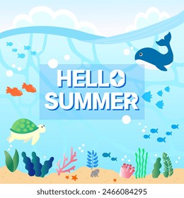 On a refreshing summer day, life in the sea