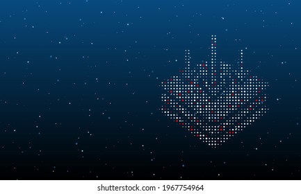 On the right is the absorbent symbol filled with white dots. Background pattern from dots and circles of different shades. Vector illustration on blue background with stars
