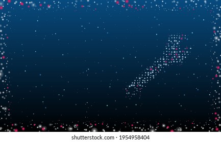 On the right is the adjustable wrench symbol filled with white dots. Abstract futuristic frame of dots and circles. Vector illustration on blue background with stars