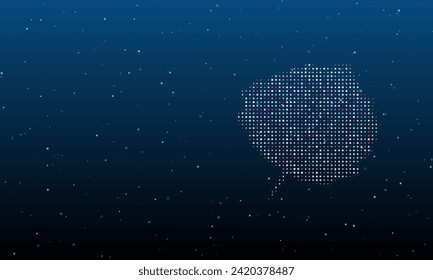 On the right is the aspen leaf symbol filled with white dots. Background pattern from dots and circles of different shades. Vector illustration on blue background with stars