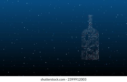 On the right is the a branch in a bottle symbol filled with white dots. Background pattern from dots and circles of different shades. Vector illustration on blue background with stars