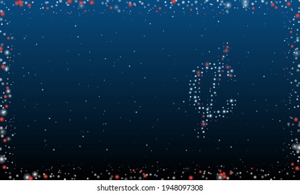 Auf der rechten Seite befindet sich das mit weißen Punkten gefüllte Cent-Symbol. Pointillismus-Stil. Abstrakter futuristischer Rahmen von Punkten und Kreisen. Einige Punkte sind rot. Vektorgrafik auf blauem Hintergrund mit Sternen
