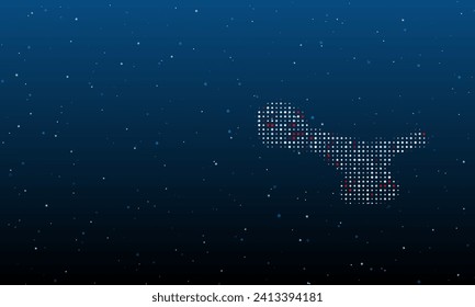 On the right is the cordless angle grinder symbol filled with white dots. Background pattern from dots and circles of different shades. Vector illustration on blue background with stars