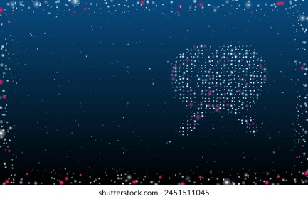 On the right is the crossed ping pong rackets symbol filled with white dots. Abstract futuristic frame of dots and circles. Vector illustration on blue background with stars