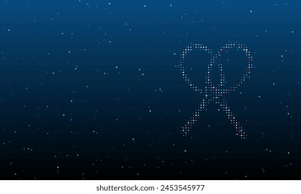 On the right is the crossed tennis rackets symbol filled with white dots. Background pattern from dots and circles of different shades. Vector illustration on blue background with stars