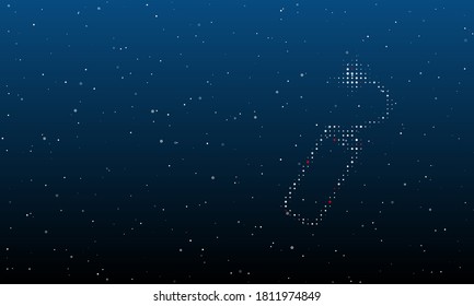 On the right is the dynamite symbol filled with white dots. Background pattern from dots and circles of different shades. Some dots is red. Vector illustration on blue background with stars