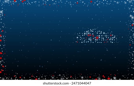 On the right is the electric car symbol filled with white dots. Pointillism style. Abstract futuristic frame of dots and circles. Some dots is red. Vector illustration on blue background with stars