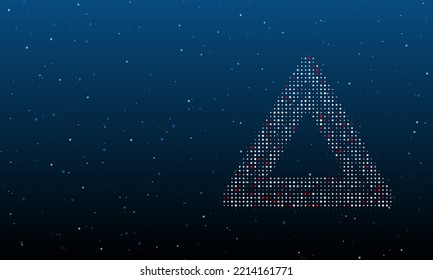 A la derecha está el símbolo de parada de emergencia con puntos blancos. Patrón de fondo de puntos y círculos de diferentes matices. Ilustración vectorial sobre fondo azul con estrellas
