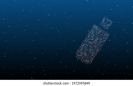 On the right is the flash drive symbol filled with white dots. Background pattern from dots and circles of different shades. Vector illustration on blue background with stars