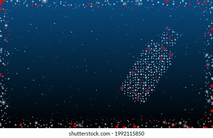 Auf der rechten Seite befindet sich das Symbol des Flash-Laufwerks, das mit weißen Punkten gefüllt ist. Pointillismus-Stil. Abstrakter futuristischer Rahmen von Punkten und Kreisen. Einige Punkte sind rot. Vektorgrafik auf blauem Hintergrund mit Sternen