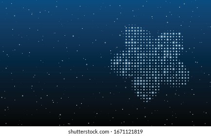 On the right is the forget-me-not flower filled with white dots. Background pattern from white dots and circles of different shades. Vector illustration on blue background with stars