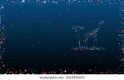 On the right is the giraffe symbol filled with white dots. Pointillism style. Abstract futuristic frame of dots and circles. Some dots is red. Vector illustration on blue background with stars