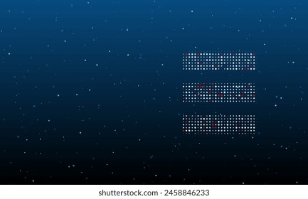 A la derecha está el símbolo de identidad lleno de puntos blancos. Patrón de fondo de puntos y círculos de diferentes tonos. Ilustración vectorial sobre fondo azul con estrellas