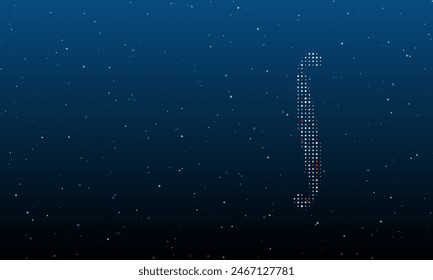On the right is the integral symbol filled with white dots. Background pattern from dots and circles of different shades. Vector illustration on blue background with stars