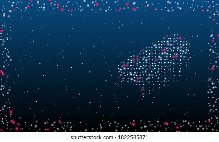 A la derecha está el símbolo de circuito integrado con puntos blancos. Resumen marco futurista de puntos y círculos. Algunos puntos son rosas. Ilustración vectorial sobre fondo azul con estrellas