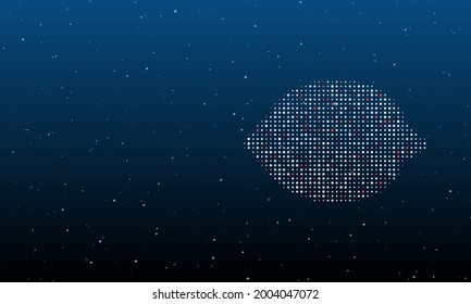 A la derecha está el símbolo del limón lleno de puntos blancos. Patrón de fondo de puntos y círculos de diferentes matices. Ilustración vectorial sobre fondo azul con estrellas