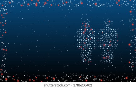 On the right is the man with man symbol filled with white dots. Abstract futuristic frame of dots and circles. Some dots is red. Vector illustration on blue background with stars