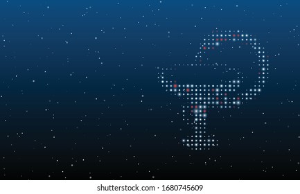 On the right is the medicine symbol filled with white dots. Background pattern from white dots and circles of different shades. Some dots is red. Vector illustration on blue background with stars