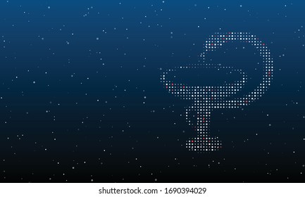 On the right is the medicine symbol filled with white dots. Background pattern from white dots and circles of different shades. Some dots is red. Vector illustration on blue background with stars