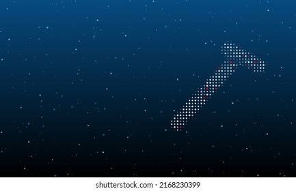 On the right is the mens razor symbol filled with white dots. Background pattern from dots and circles of different shades. Vector illustration on blue background with stars