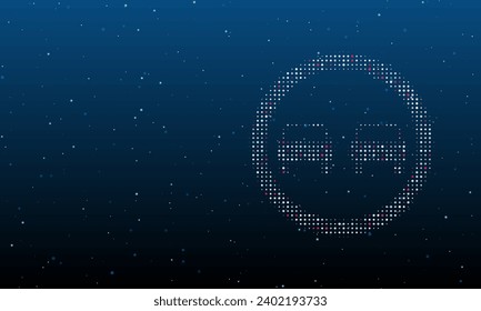 A la derecha está el símbolo de no superación relleno de puntos blancos. Patrón de fondo de puntos y círculos de diferentes matices. Ilustración vectorial sobre fondo azul con estrellas