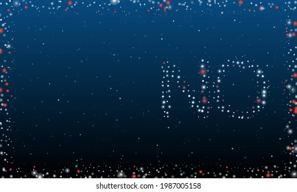 A la derecha está el símbolo no relleno de puntos blancos. Estilo de puntillismo. Resumen marco futurista de puntos y círculos. Algunos puntos son rojos. Ilustración vectorial sobre fondo azul con estrellas