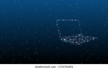 On the right is the notebook symbol filled with white dots. Background pattern from white dots and circles of different shades. Some dots is pink. Vector illustration on blue background with stars