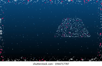 On the right is the printed circuit board symbol filled with white dots. Abstract futuristic frame of dots and circles. Vector illustration on blue background with stars