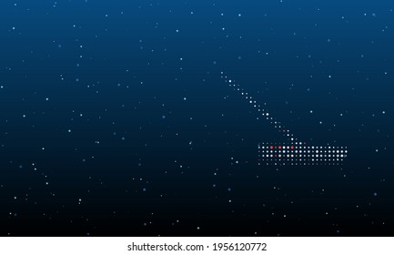 On the right is the rake symbol filled with white dots. Background pattern from dots and circles of different shades. Vector illustration on blue background with stars