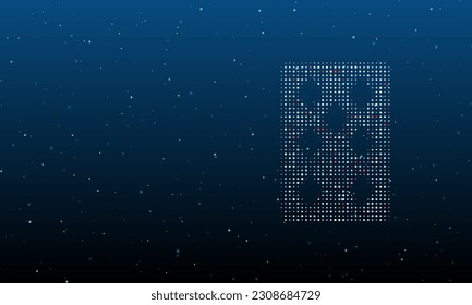 On the right is the seven of diamonds playing symbol filled with white dots. Background pattern from dots and circles of different shades. Vector illustration on blue background with stars
