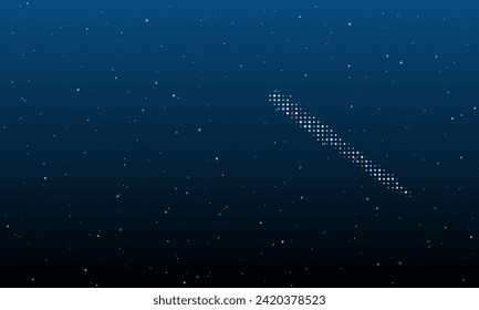On the right is the soldering iron symbol filled with white dots. Background pattern from dots and circles of different shades. Vector illustration on blue background with stars
