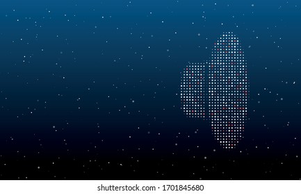 Rechts ist das Lautsprechersymbol mit weißen Punkten gefüllt. Hintergrundmuster aus weißen Punkten und Kreisen verschiedener Farbtöne. Einige Punkte sind rot. Vektorillustration auf blauem Hintergrund mit Sternen