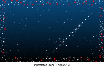 On the right is the sword symbol filled with white dots. Abstract futuristic frame of white dots and circles. Some dots is red. Vector illustration on blue background with stars