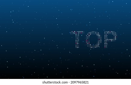 On the right is the top symbol filled with white dots. Background pattern from dots and circles of different shades. Vector illustration on blue background with stars