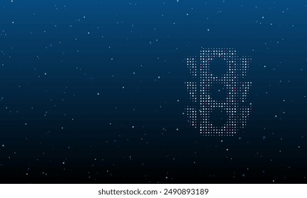 On the right is the traffic lights symbol filled with white dots. Background pattern from dots and circles of different shades. Vector illustration on blue background with stars